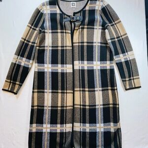 Anne Klein Plaid Black and Tan Women's Coat Size S